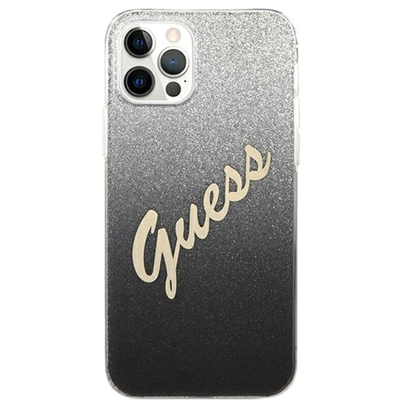 Husa Cover Guess Silicone pentru iPhone 12 Pro Max Vintage Glitter GUHCP12LPCUGLSBK Black thumb