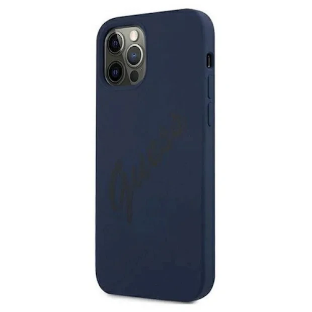 Husa Cover Guess Silicone pentru iPhone 12 Pro Max Vintage GUHCP12LLSVSBL Blue