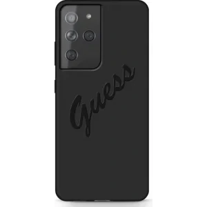 Husa Cover Guess Silicone Vintage pentru Samsung Galaxy S21 Ultra Black