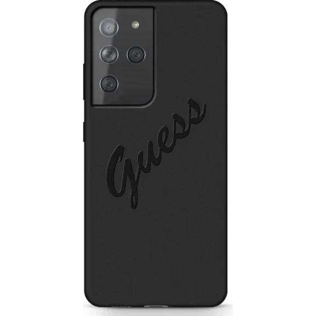 Husa Cover Guess Silicone Vintage pentru Samsung Galaxy S21 Ultra Black