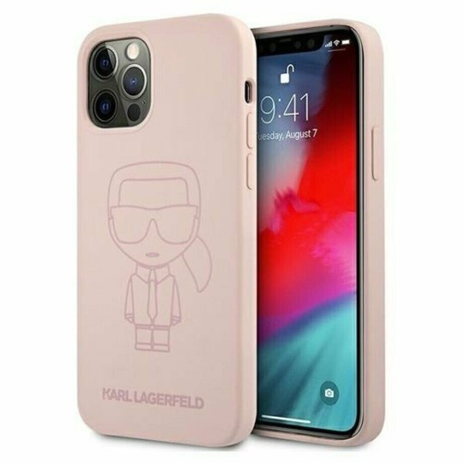 Husa Cover Karl Lagerfeld Iconic outline Silicone pentru iPhone 12/12 Pro Pink thumb