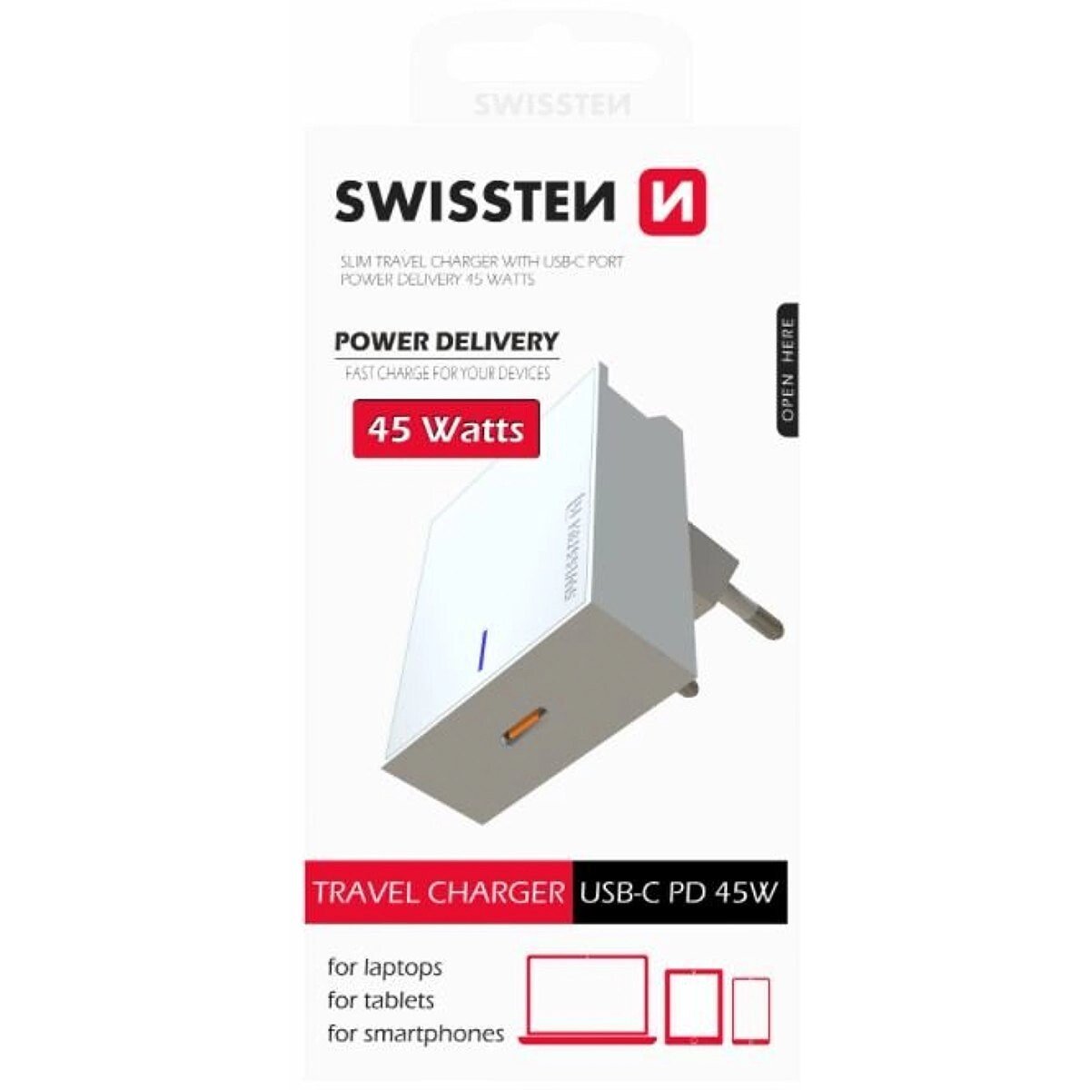 Incarcator Retea Swissten Usb-Type C 1xUSB QC 3.0 45W Alb thumb