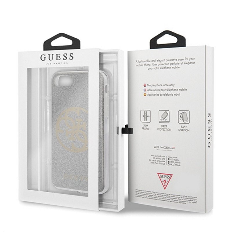 Husa Cover Guess Glitter pentru iPhone 7/8/SE2 Circle Logo Argintiu thumb