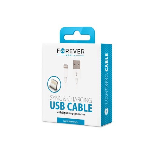 Cablu Forever USB - Lightning 1,0 m 1A alb thumb