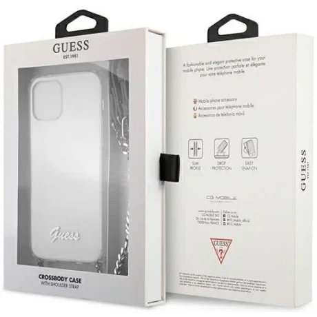 Husa Cover Guess Chain and Script PC 4G pentru iPhone 12 Pro Max Clear