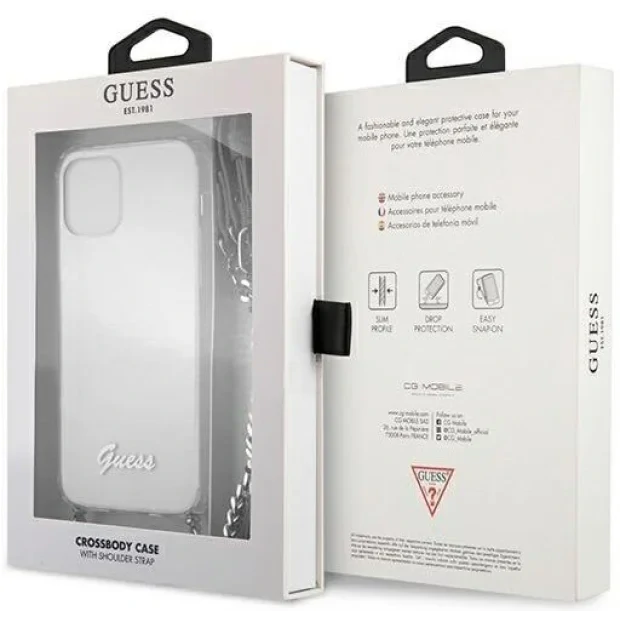 Husa Cover Guess Chain and Script PC 4G pentru iPhone 12 Pro Max Clear