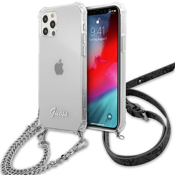 Husa Cover Guess Chain and Script PC 4G pentru iPhone 12 Pro Max Clear thumb