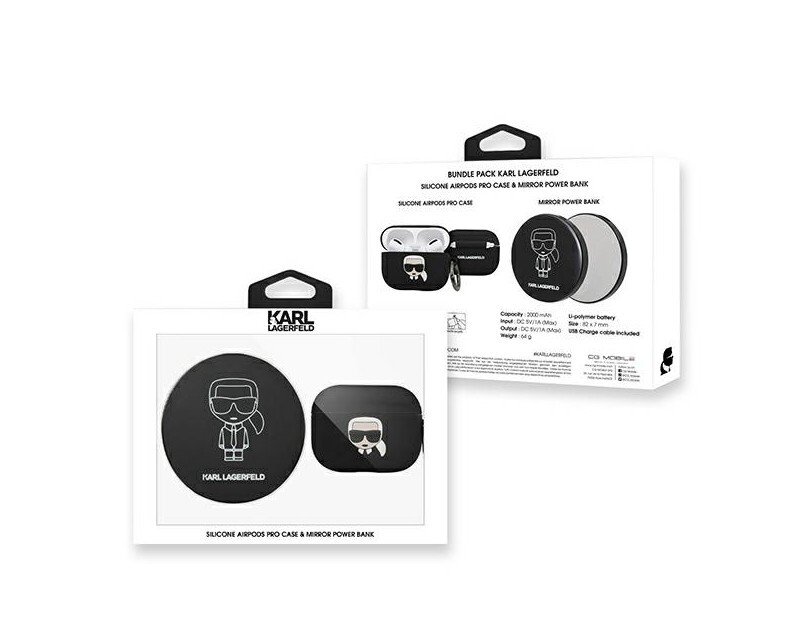 Husa Cover Karl Lagerfeld Bundle Iconic pentru Airpods Pro Black + Baterie Externa 2000 mAh thumb