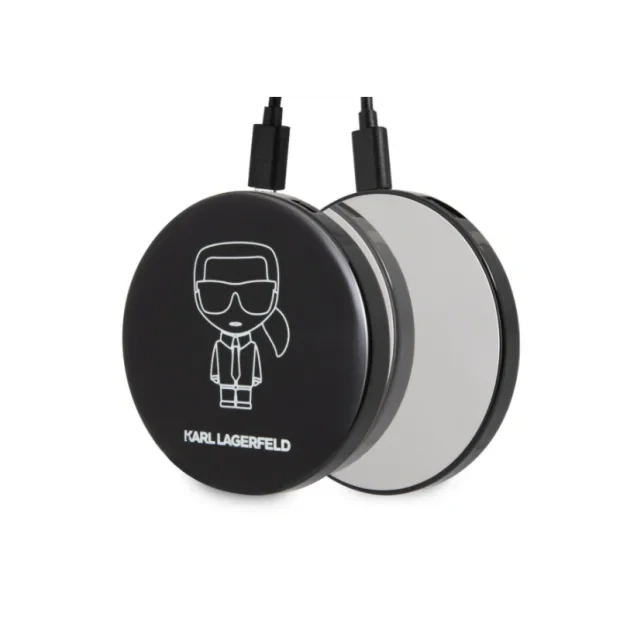 Husa Cover Karl Lagerfeld Bundle Iconic pentru Airpods Pro Black + Baterie Externa 2000 mAh