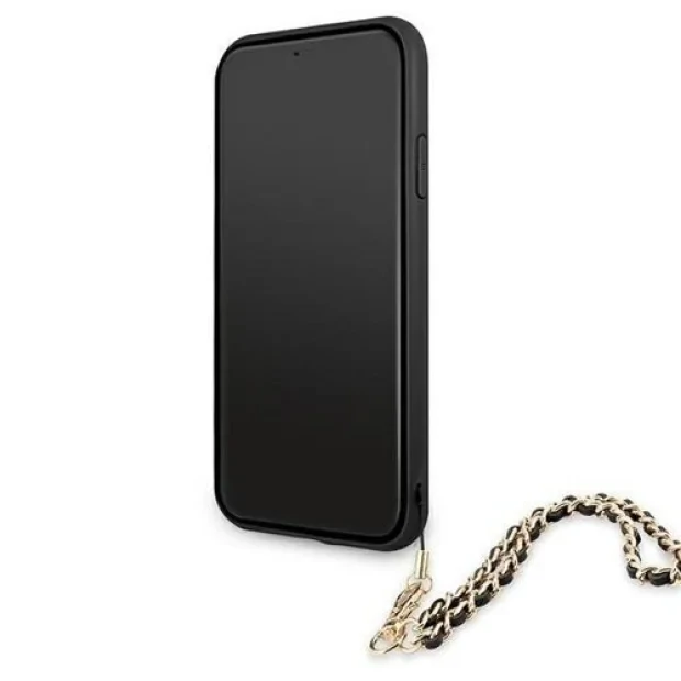 Husa Cover Guess PU Saffiano Gold Chain pentru iPhone 11 Black