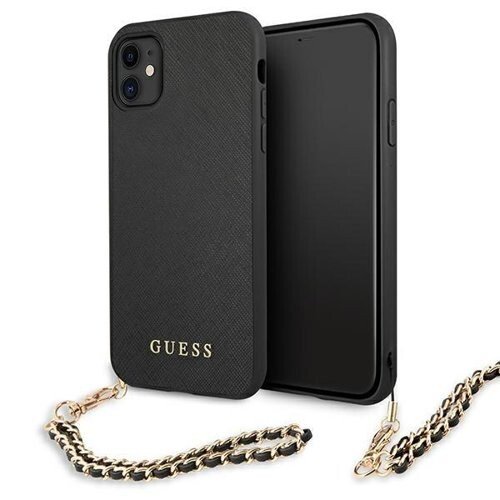 Husa Cover Guess PU Saffiano Gold Chain pentru iPhone 11 Black thumb