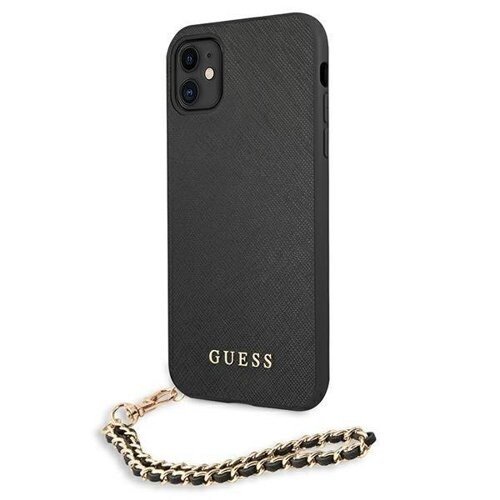 Husa Cover Guess PU Saffiano Gold Chain pentru iPhone 11 Black thumb