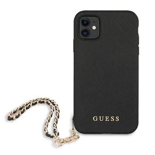 Husa Cover Guess PU Saffiano Gold Chain pentru iPhone 11 Black thumb