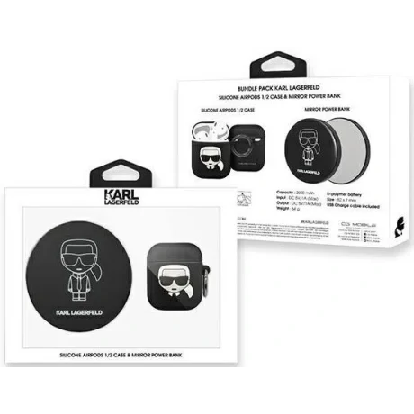 Husa Cover Karl Lagerfeld Bundle Iconic pentru Airpods 1/2+ Baterie Externa