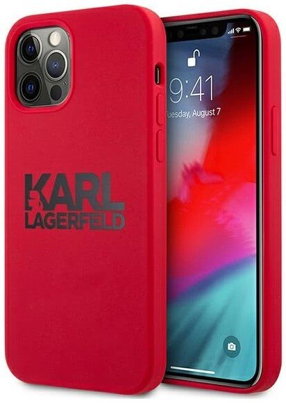 Husa Cover Karl Lagerfeld Stack Black Logo Silicone pentru iPhone 12/12 Pro Red thumb