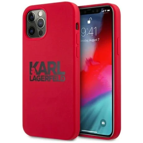 Husa Cover Karl Lagerfeld Stack Black Logo Silicone pentru iPhone 12/12 Pro Red