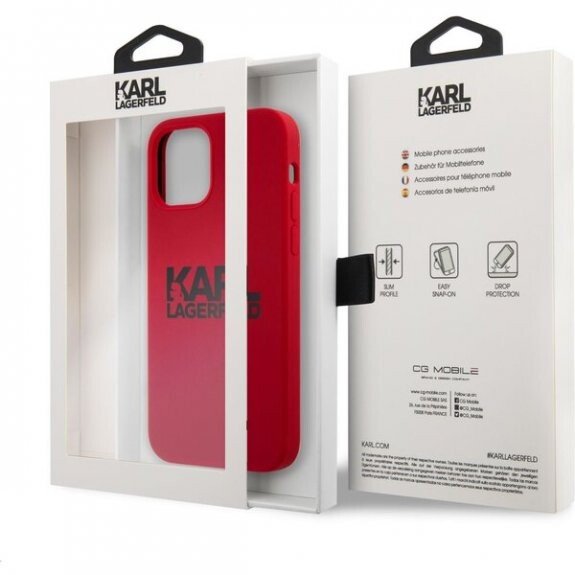 Husa Cover Karl Lagerfeld Stack Black Logo Silicone pentru iPhone 12/12 Pro Red thumb