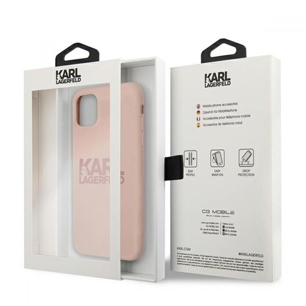 Husa Cover Karl Lagerfeld Stack Logo Silicone pentru iPhone 11 Pink thumb