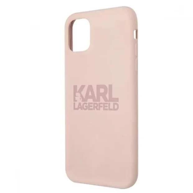 Husa Cover Karl Lagerfeld Stack Logo Silicone pentru iPhone 11 Pink