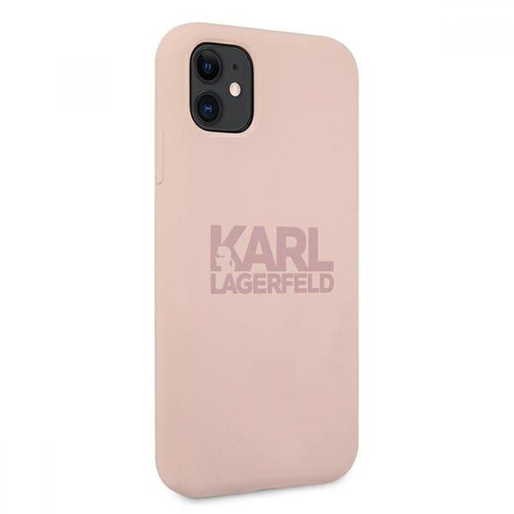 Husa Cover Karl Lagerfeld Stack Logo Silicone pentru iPhone 11 Pink thumb