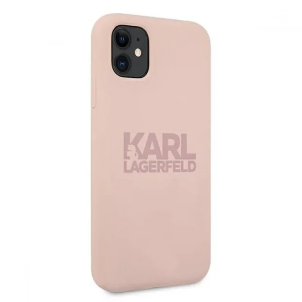 Husa Cover Karl Lagerfeld Stack Logo Silicone pentru iPhone 11 Pink
