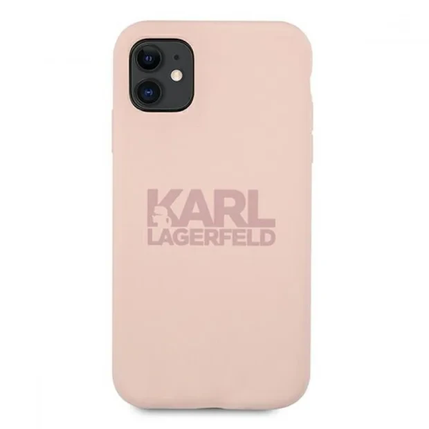 Husa Cover Karl Lagerfeld Stack Logo Silicone pentru iPhone 11 Pink