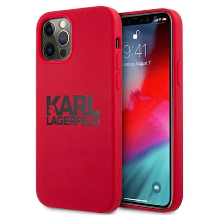Husa Cover Karl Lagerfeld Stack Logo Silicone pentru iPhone 11 Red thumb