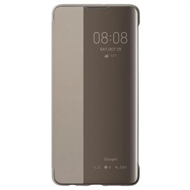 Husa Book Smart View Flip Cover pentru Huawei P30 Pro Brown