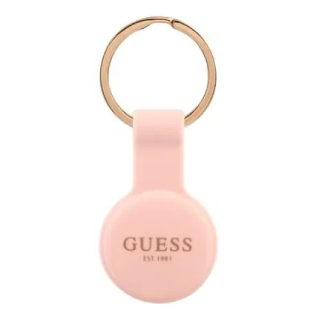Husa Guess Liquid Silicone Classic Logo AirTag Pink