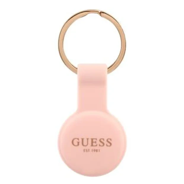 Husa Guess Liquid Silicone Classic Logo AirTag Pink