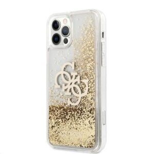 Husa Cover Guess 4G Liquid Glitter Iridescent pentru iPhone 12/12 Pro Auriu