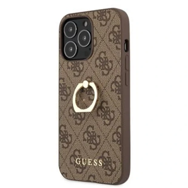 Husa Cover Guess PU 4G Ring Case pentru iPhone 13 Pro Brown