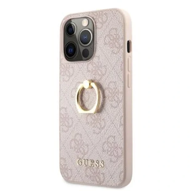 Husa Cover Guess Saffiano Ring Stand pentru iPhone 13 Pro Pink