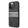GUHCP13X4GDGR Guess PU 4G Printed Stripe Zadni Kryt pro iPhone 13 Pro Max Grey