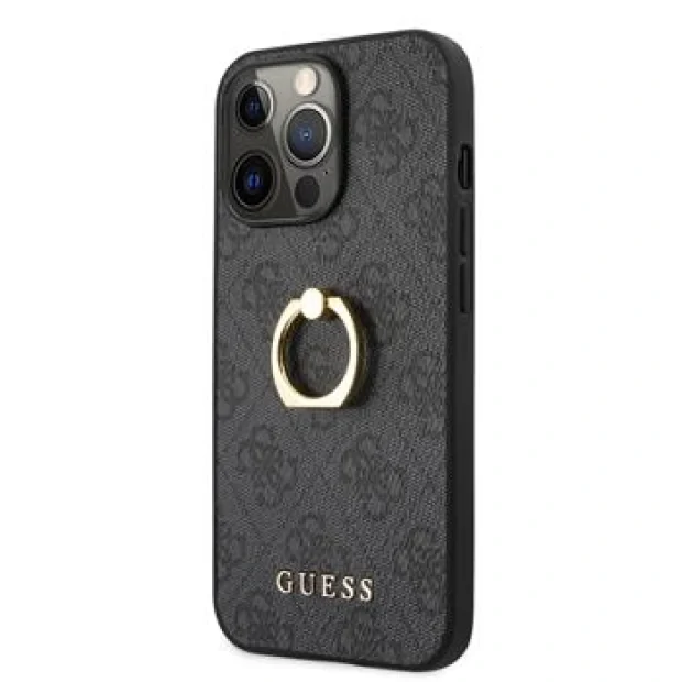 Husa Cover Guess Saffiano Ring Stand pentru iPhone 13 Pro Max Grey