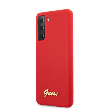 Husa Guess Silicone Metal Logo Script pentru Samsung Galaxy S21+ Red thumb
