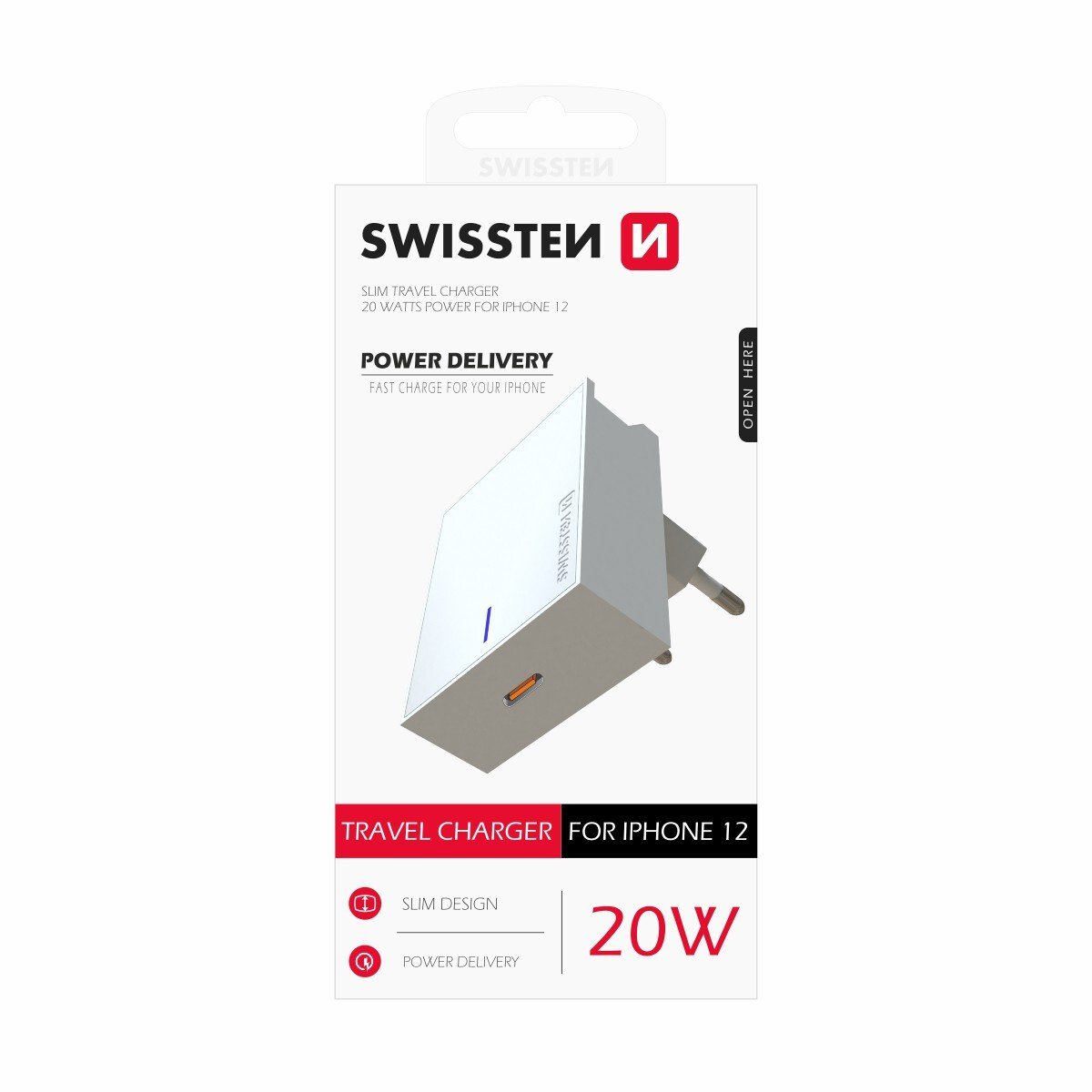 Incarcator Retea Swissten pentru iPhone QC 3.0 20W Alb thumb