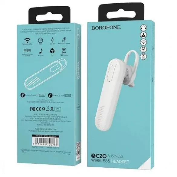 Casca Bluetooth Borofone Alb BC20 thumb