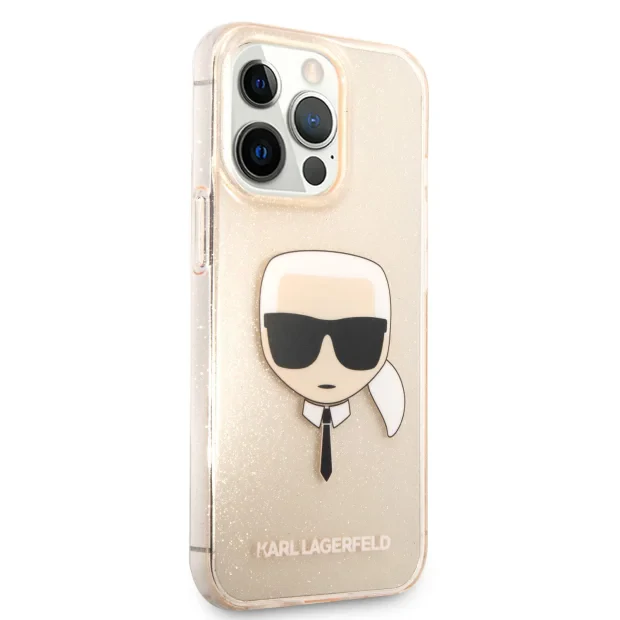 Husa Cover Karl Lagerfeld Glitter Karl&amp;Choupette pentru iPhone 13 Pro Max Gold