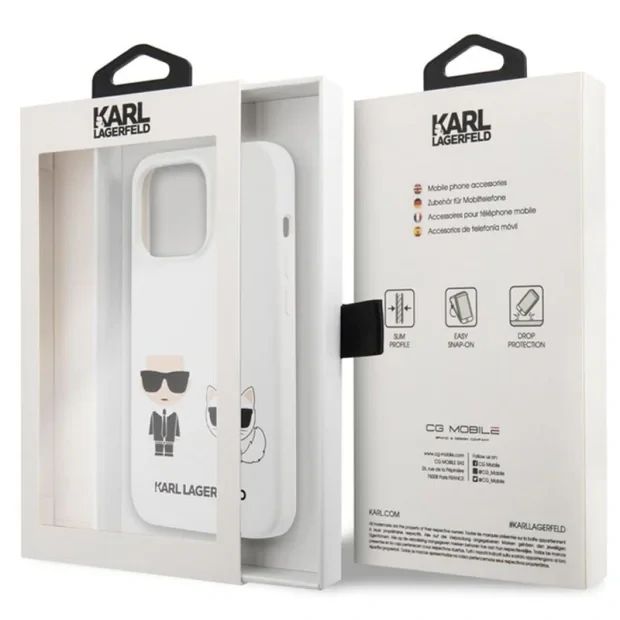 Husa Cover Karl Lagerfeld Silicone Karl&amp;Choupette pentru iPhone 13 Pro White