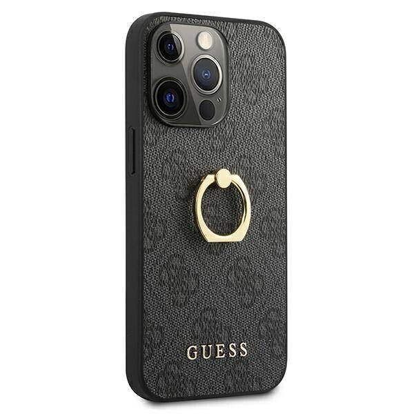 Husa Cover Guess Saffiano Ring Stand pentru iPhone 13 Pro Max Grey thumb