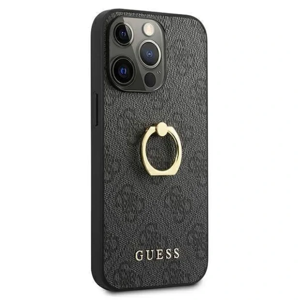 Husa Cover Guess Saffiano Ring Stand pentru iPhone 13 Pro Max Grey