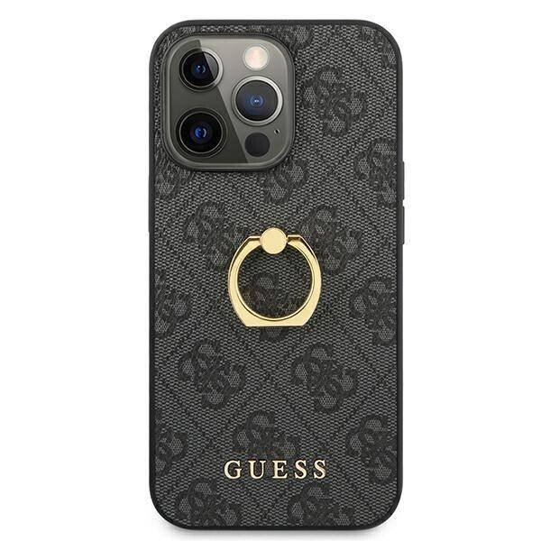 Husa Cover Guess Saffiano Ring Stand pentru iPhone 13 Pro Max Grey thumb