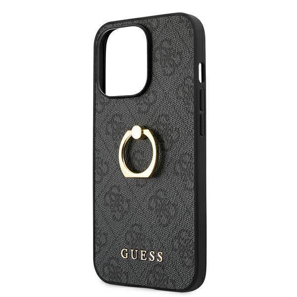 Husa Cover Guess Saffiano Ring Stand pentru iPhone 13 Pro Max Grey thumb