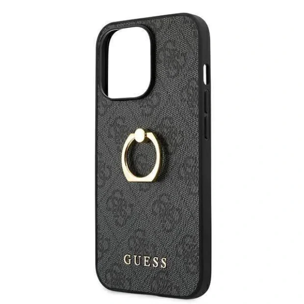 Husa Cover Guess Saffiano Ring Stand pentru iPhone 13 Pro Max Grey