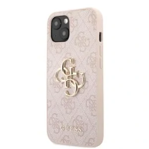 Husa GUHCP13M4GMGPI Guess PU 4G Metal Logo pentru iPhone 13 Roz