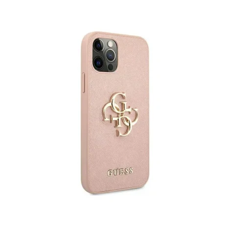 Husa Cover Guess Hard pentru iPhone 12 Pro Max Saffiano Metal Logo Pink