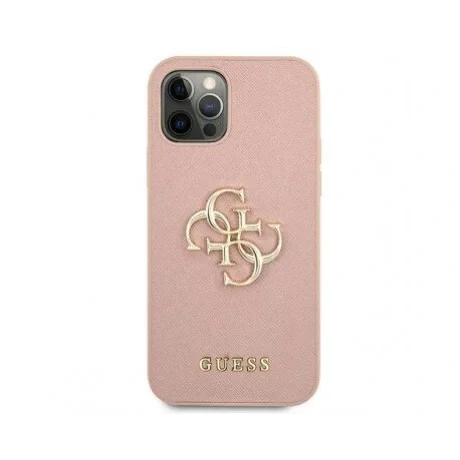 Husa Cover Guess Hard pentru iPhone 12 Pro Max Saffiano Metal Logo Pink