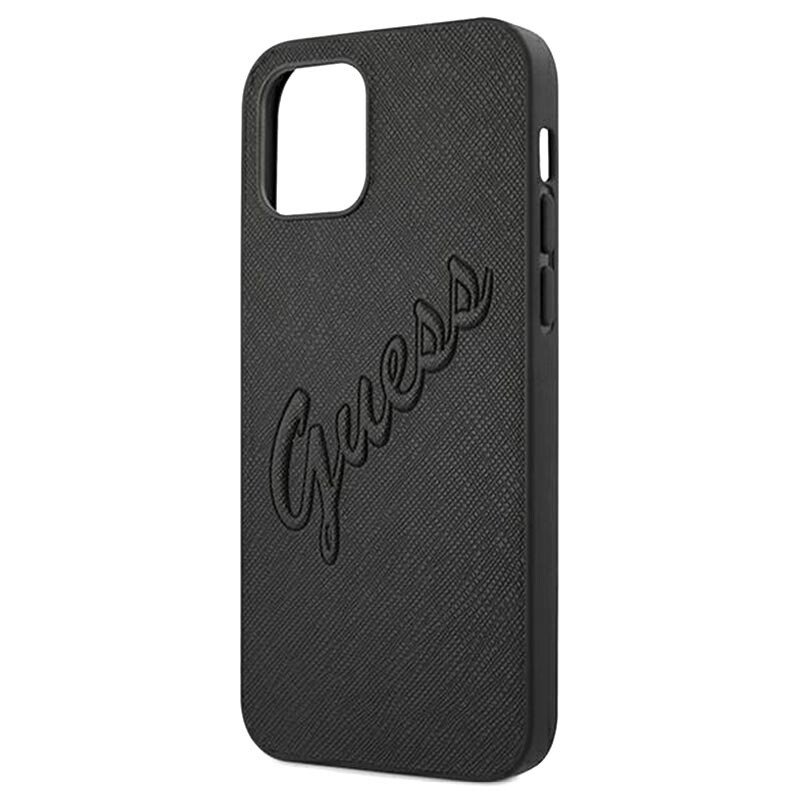 Husa Cover Guess PU Saffiano Vintage Script Pentru iPhone 12 Pro Max Black thumb