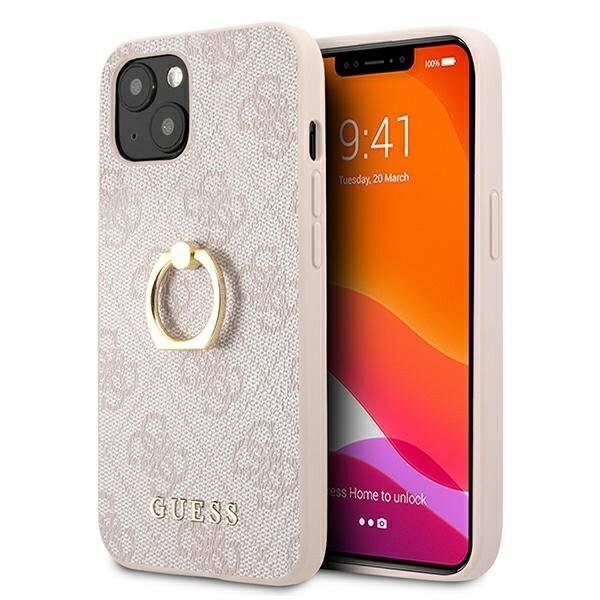 Husa Cover Guess Saffiano Ring Stand pentru iPhone 13 Pink thumb